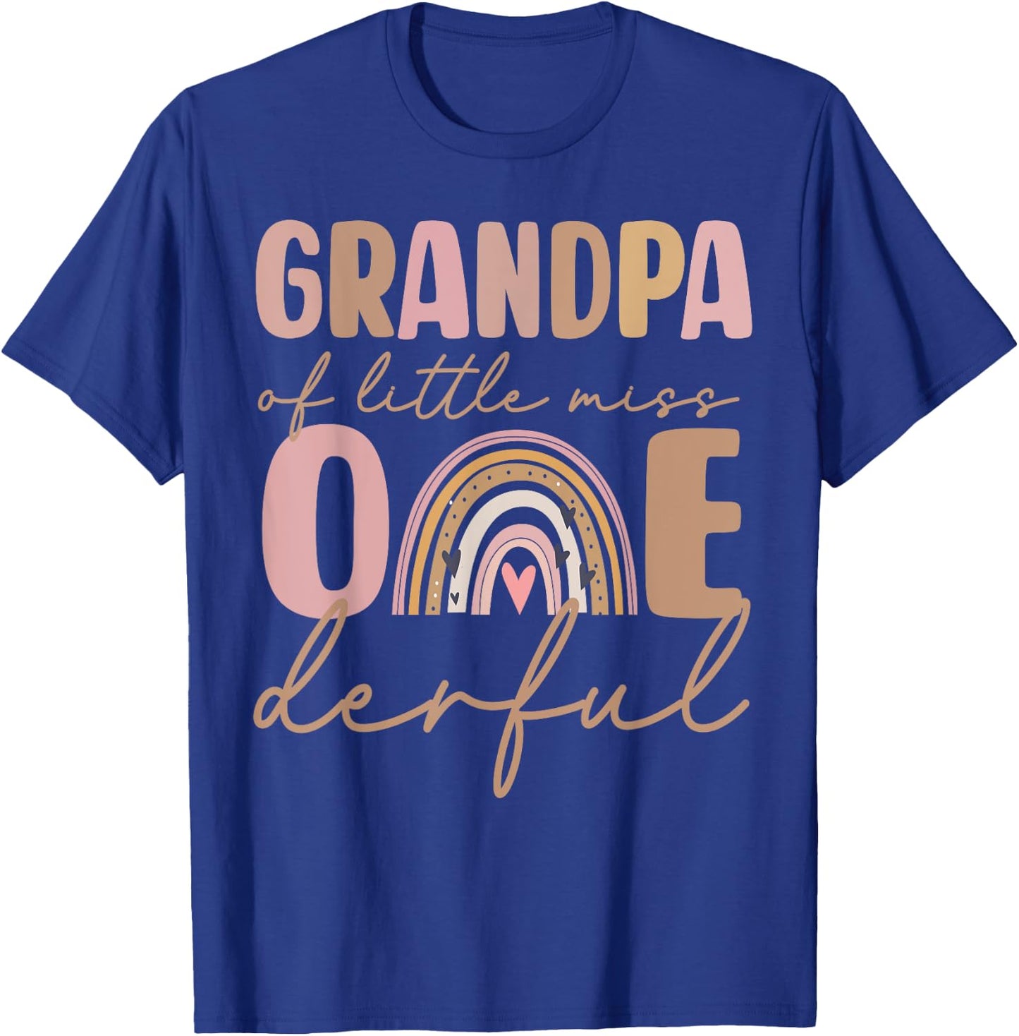 Grandpa of Little Miss Onederful First Birthday Boho Rainbow T-Shirt - T-Shirt | Royal