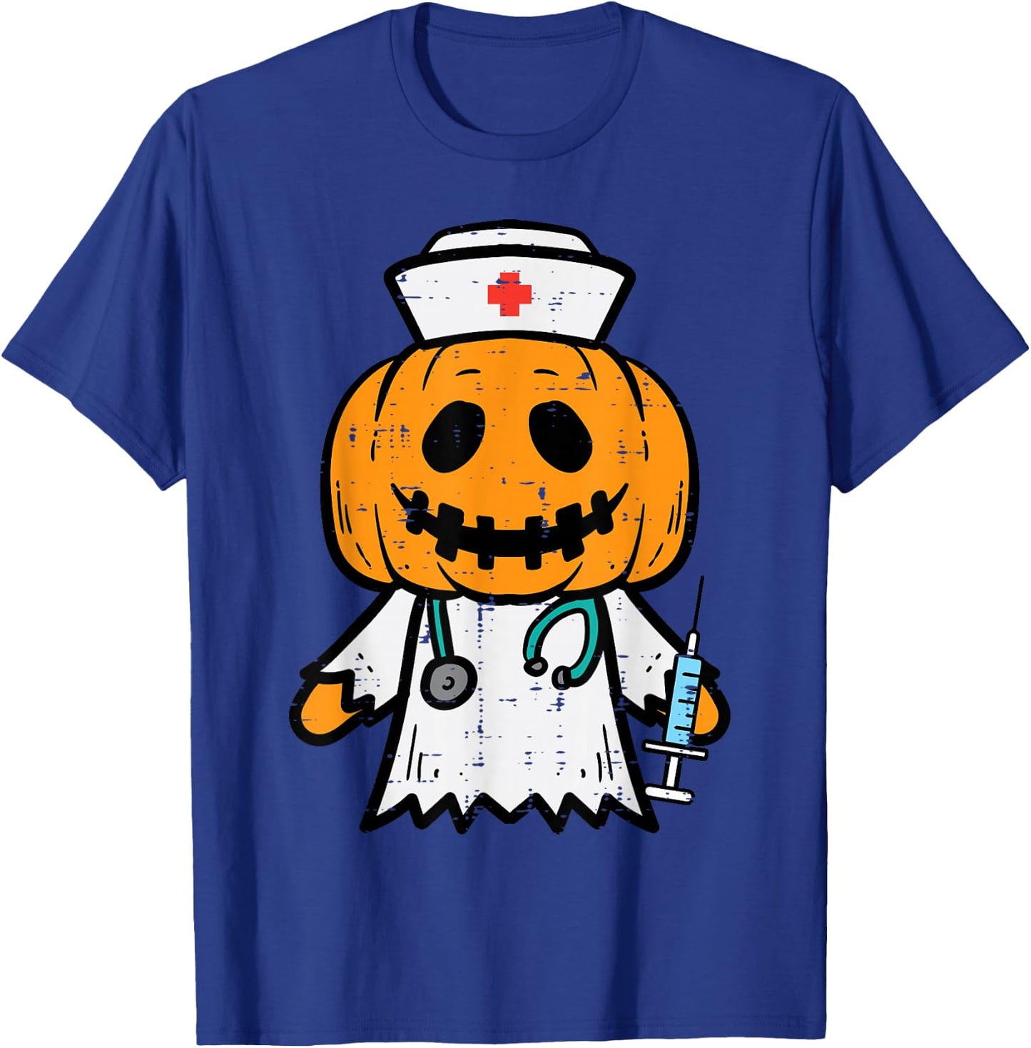 Halloween Pumpkin Nurse Cute ER Nicu Costume Scrub Top Women T-Shirt - T-Shirt | Royal