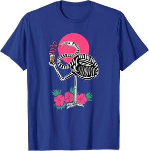 Thirsty Skeleton Flamingo Animal Tropical Bird Halloween T-Shirt - T-Shirt | Royal