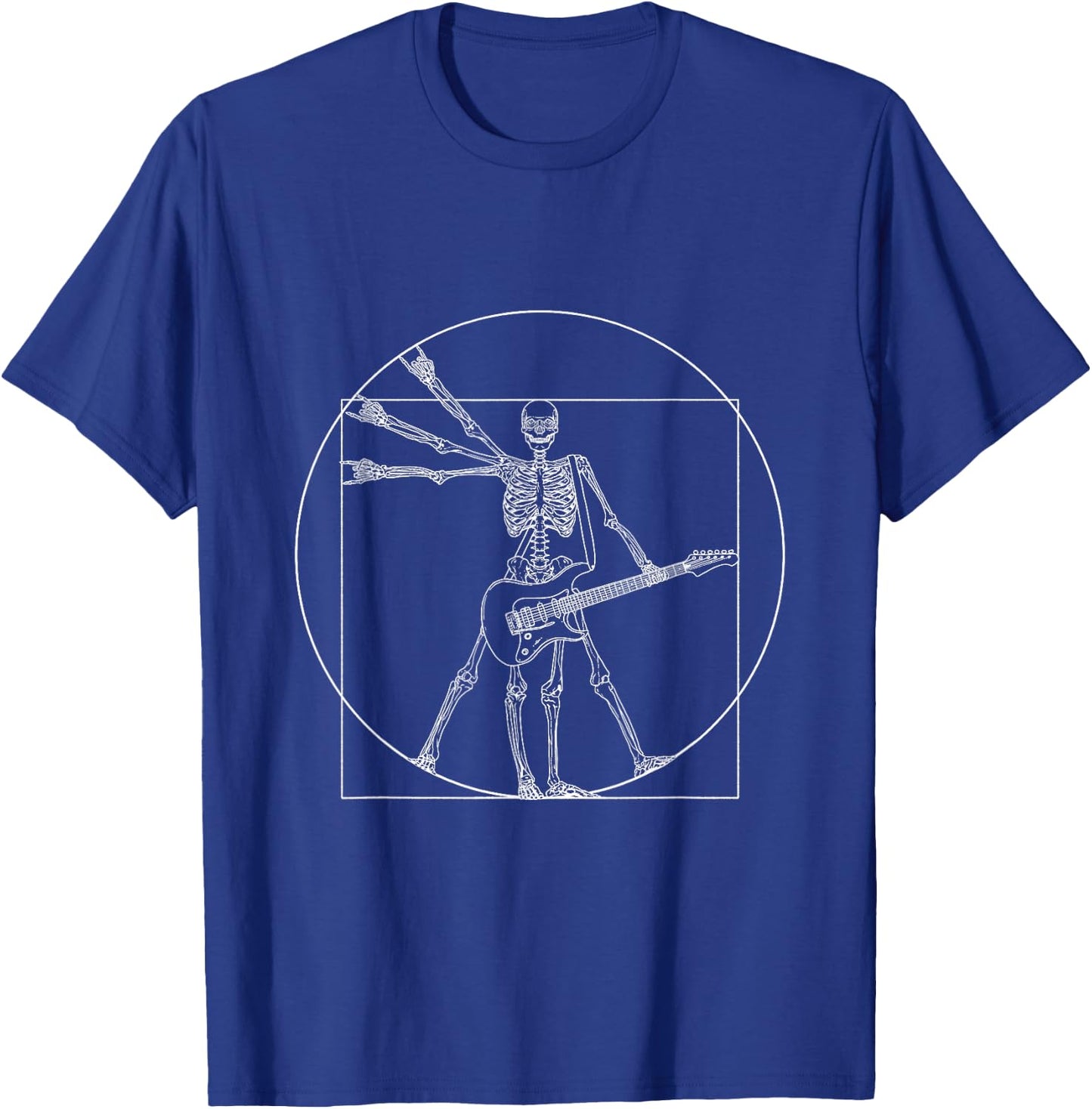 Guitar Shirt Da Vinci Skeleton Vitruvian Man Guitar Player T-Shirt - T-Shirt | Royal