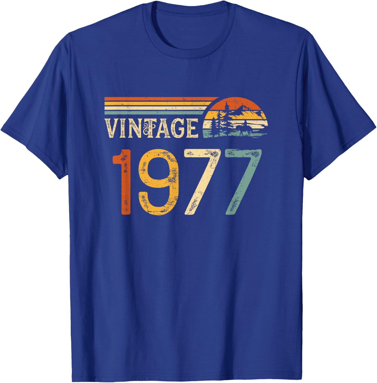 Vintage Made in 1977 - 48th Birthday 48 years old Men Women T-Shirt - T-Shirt | Royal
