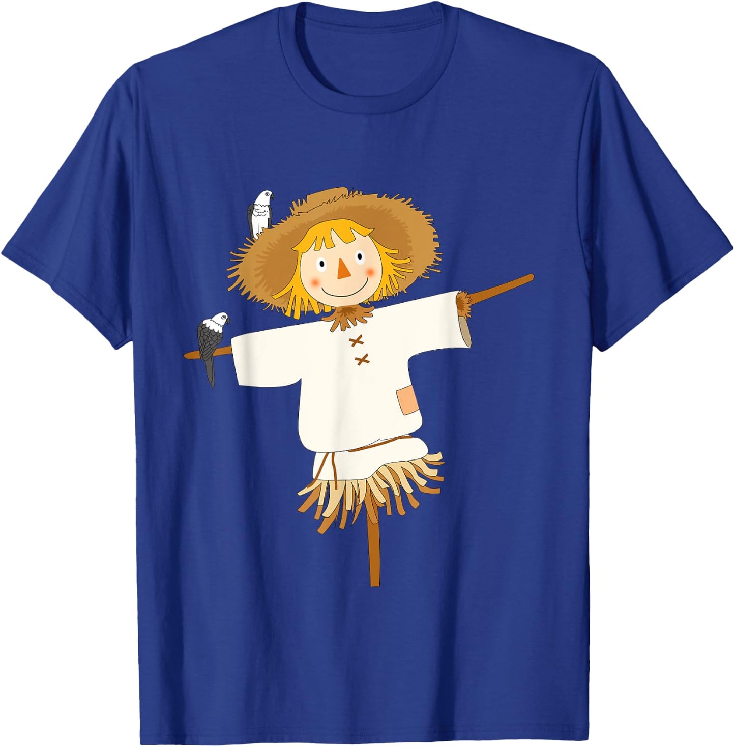 Cute Scarecrow with Birds Fall Autumn Halloween Harvest T-Shirt - T-Shirt | Royal