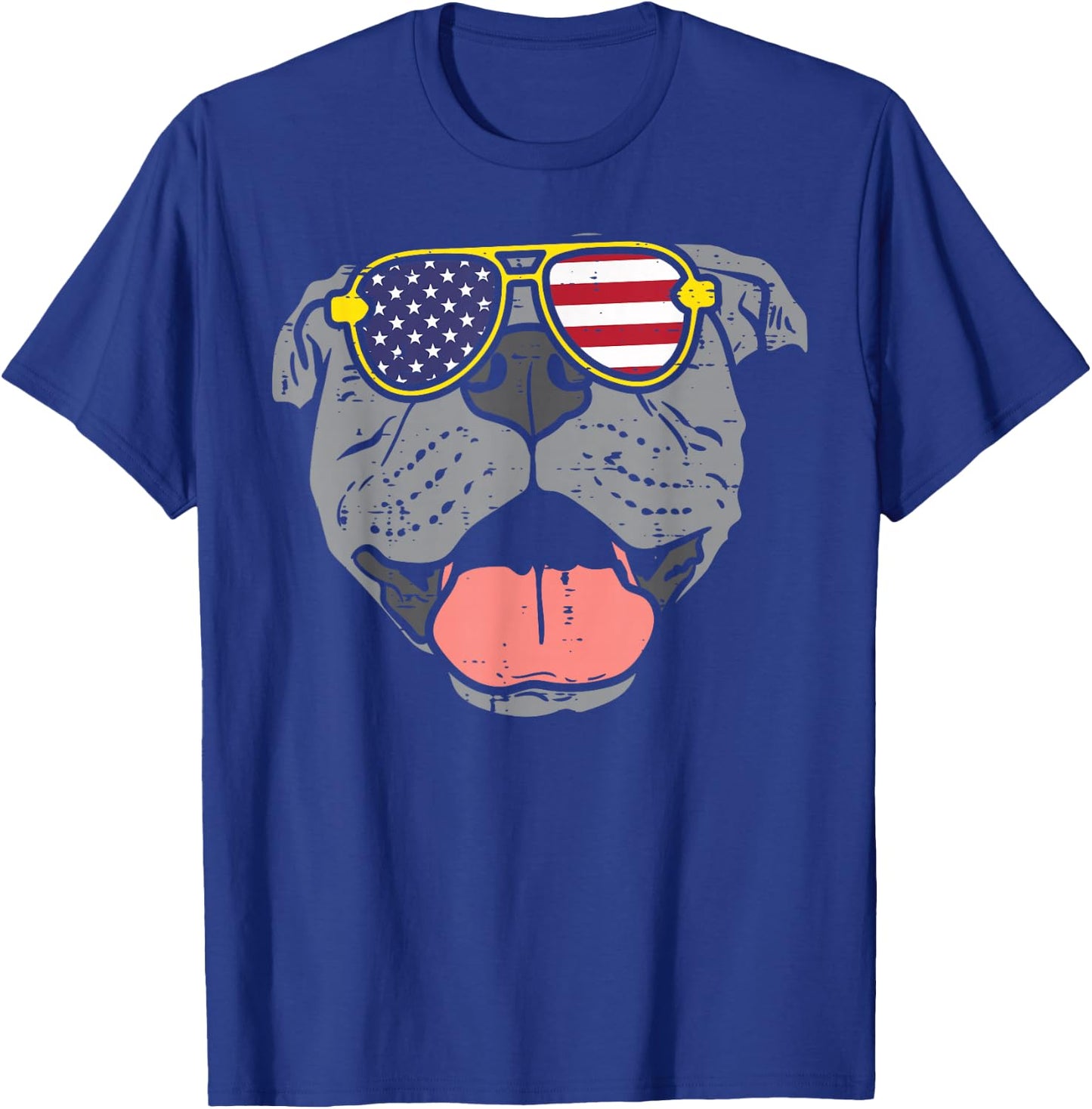 Pitbull Pit American USA Flag 4th Of July Fourth Dog T-Shirt - T-Shirt | Royal