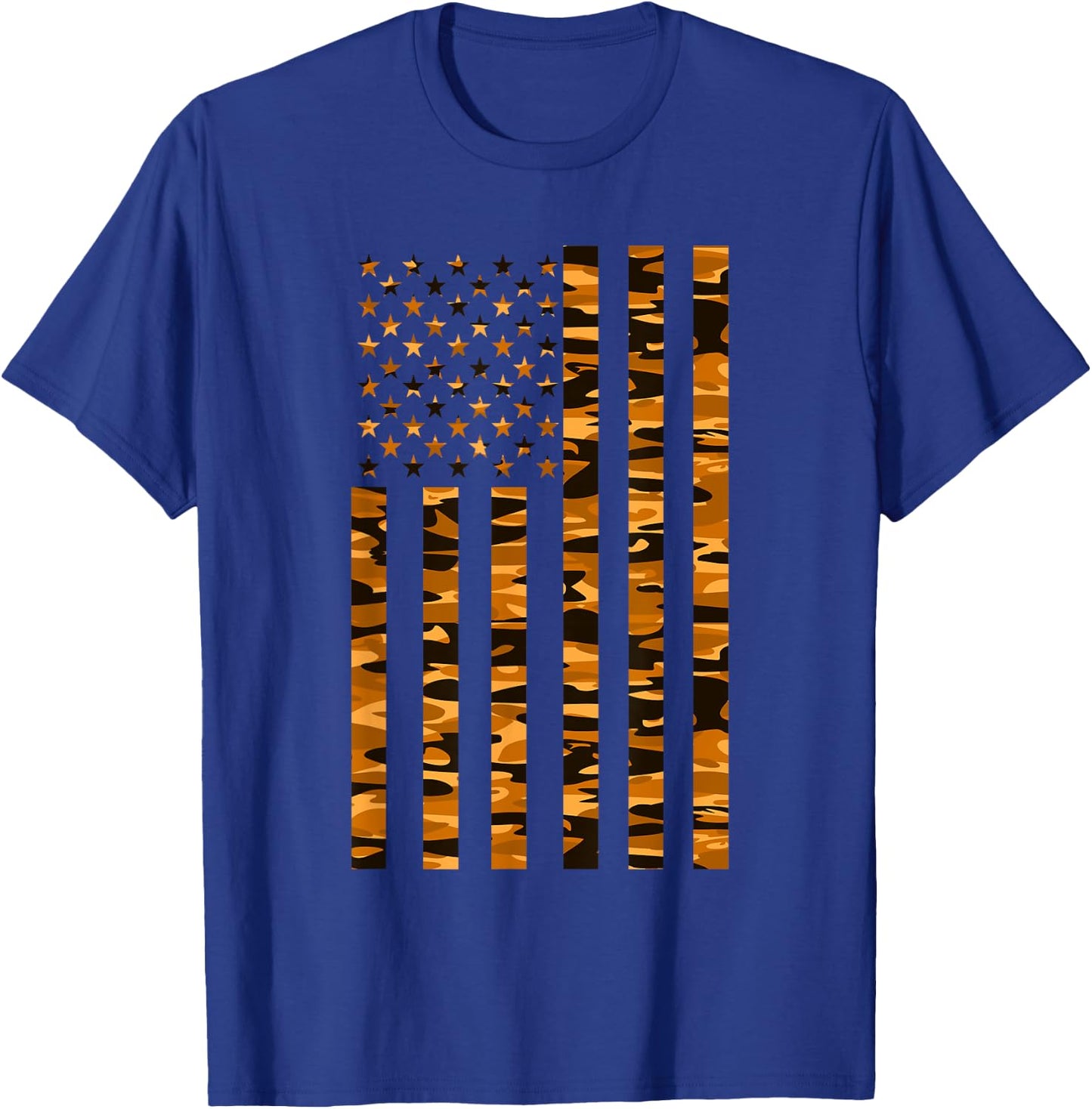 Hunter Orange Camo USA Flag Camouflage Women Men T-Shirt - T-Shirt | Royal