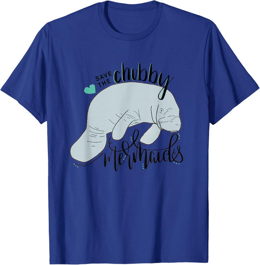 Save the Chubby Mermaid Funny Manatee T-Shirt - T-Shirt | Royal