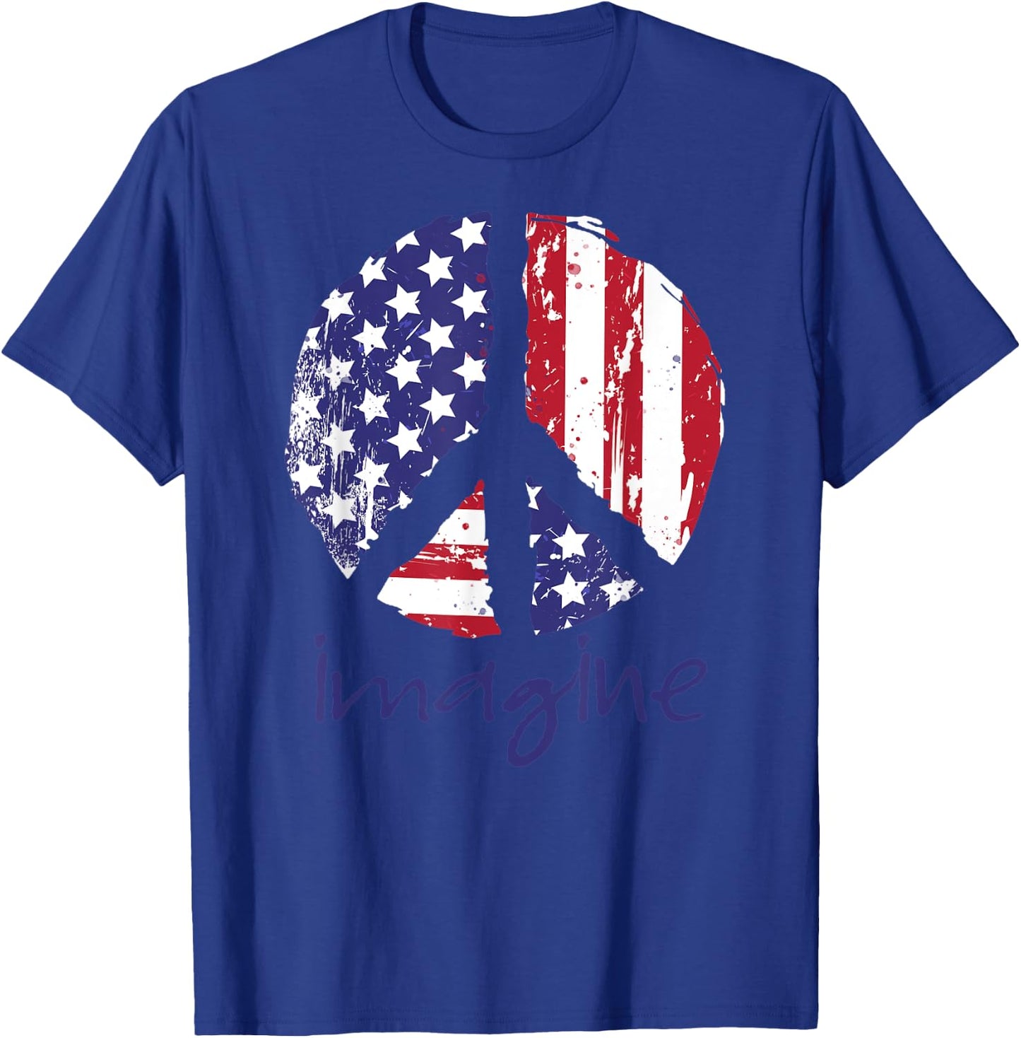 Imagine a Peaceful America American Flag Men T-Shirt - T-Shirt | Royal