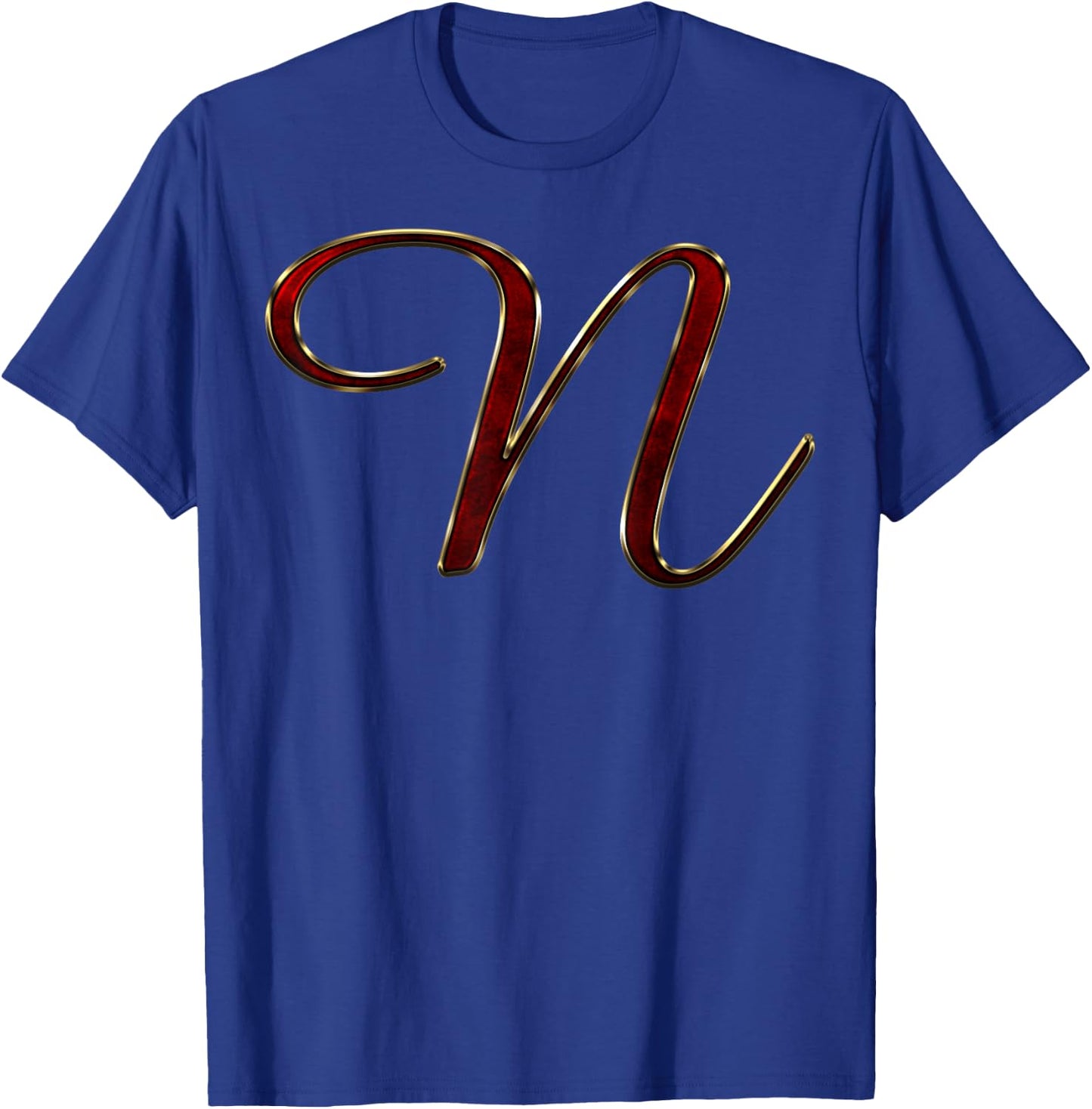 Monogram Initial Letter N Red T-Shirt - T-Shirt | Royal