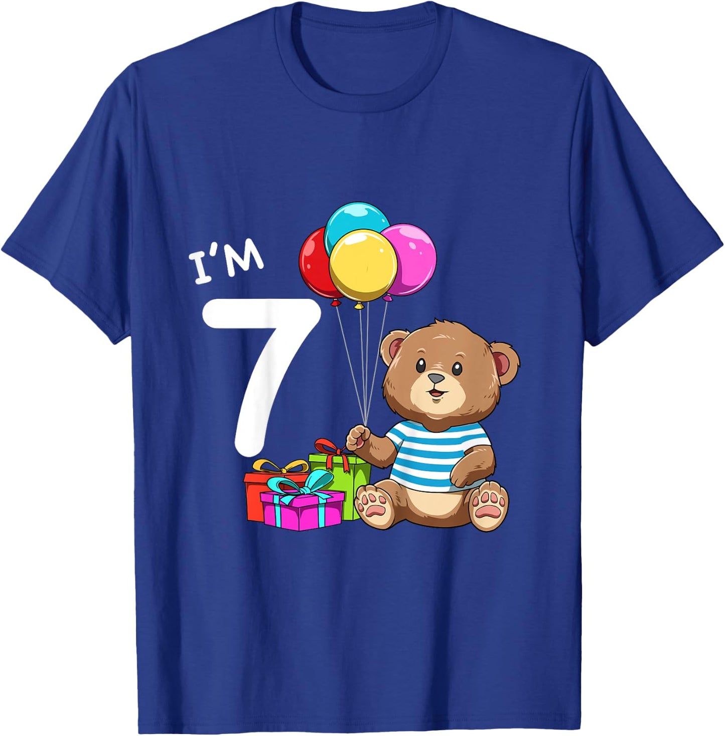 Kids Seventh Birthday Teddy Bear - 7 Year Old Boy T-Shirt - T-Shirt | Royal