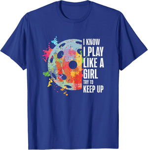 Pickle Ball I Play Like A Girl Pickleball Women Girls Kids T-Shirt - T-Shirt | Royal