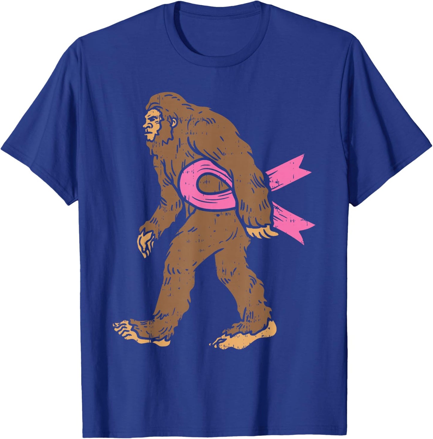 Bigfoot Sasquatch Breast Cancer Funny Awareness Ribbon Gift T-Shirt - T-Shirt | Royal