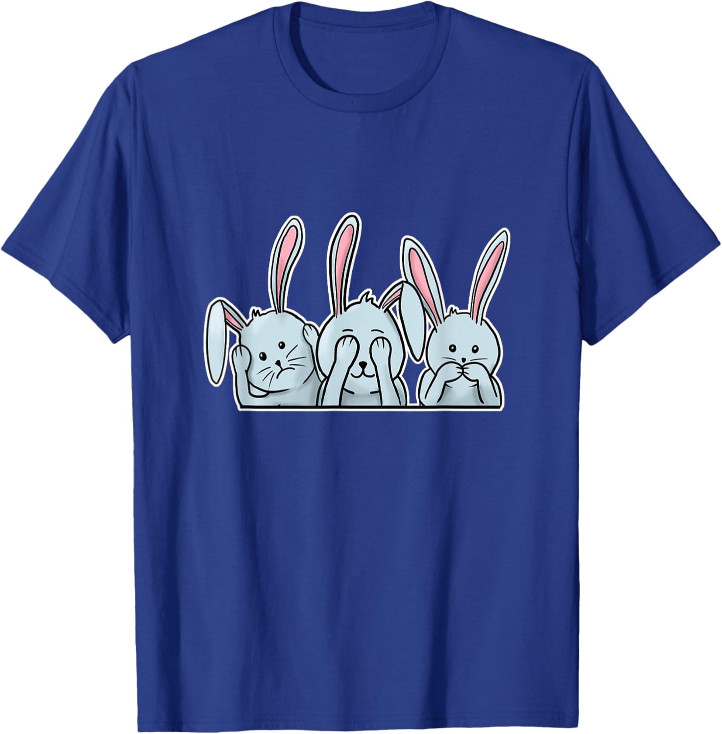 Hear See Speak no evil Rabbits happy Easter bunnies T-Shirt - T-Shirt | Royal