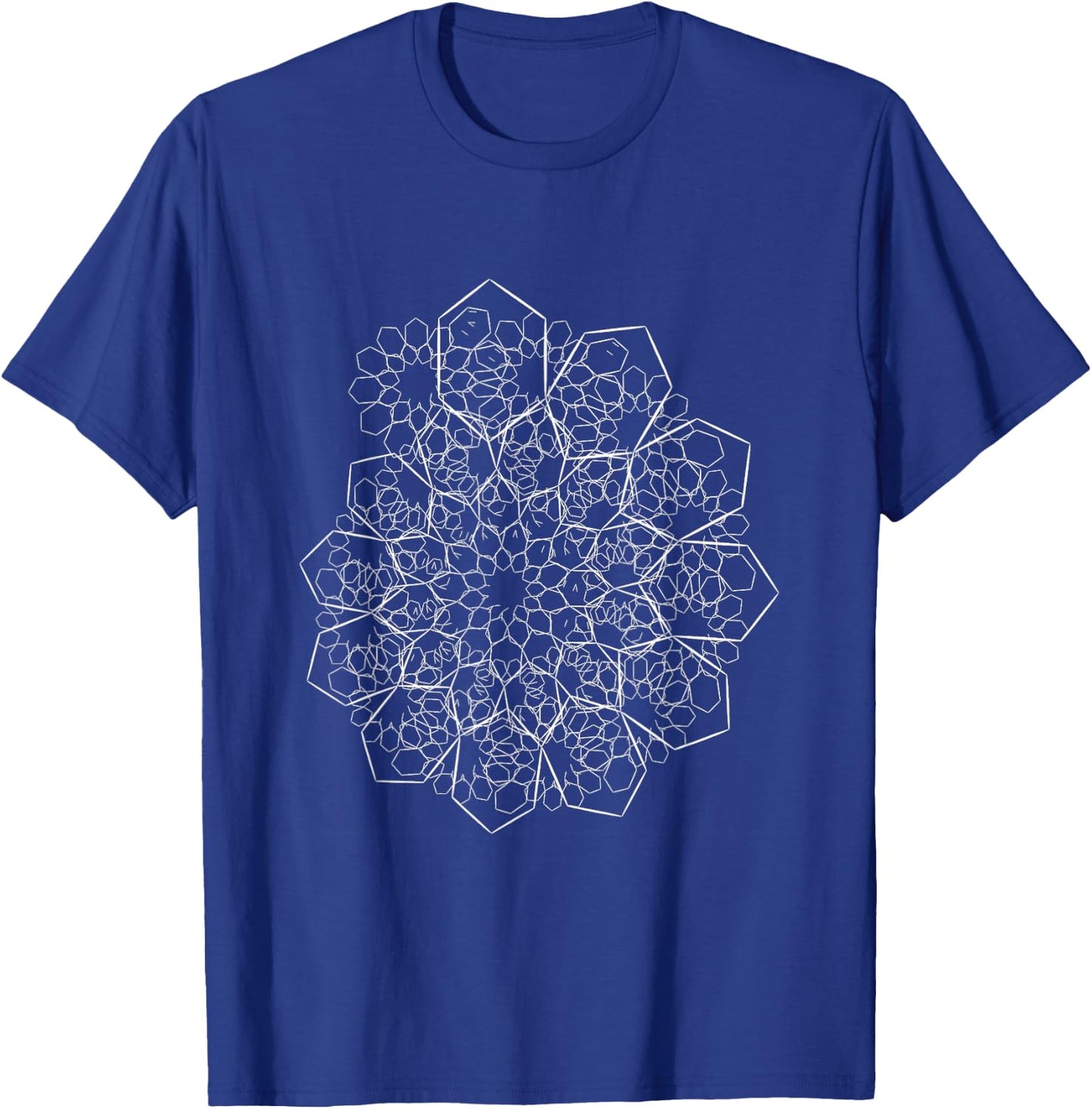 Hexagon Flower Infinite Spiral Fractal Trippy Design T-Shirt - T-Shirt | Royal