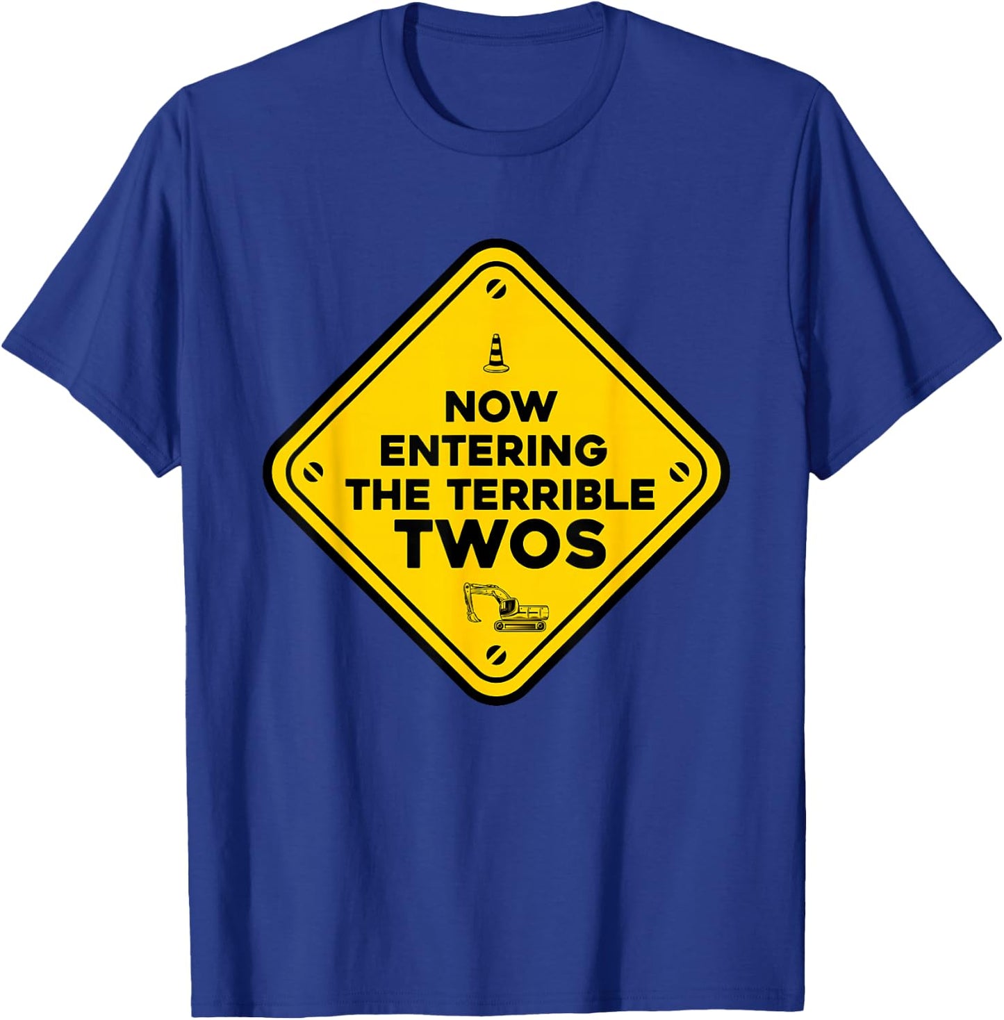 Construction Birthday caution now entering the terrible twos T-Shirt - T-Shirt | Royal