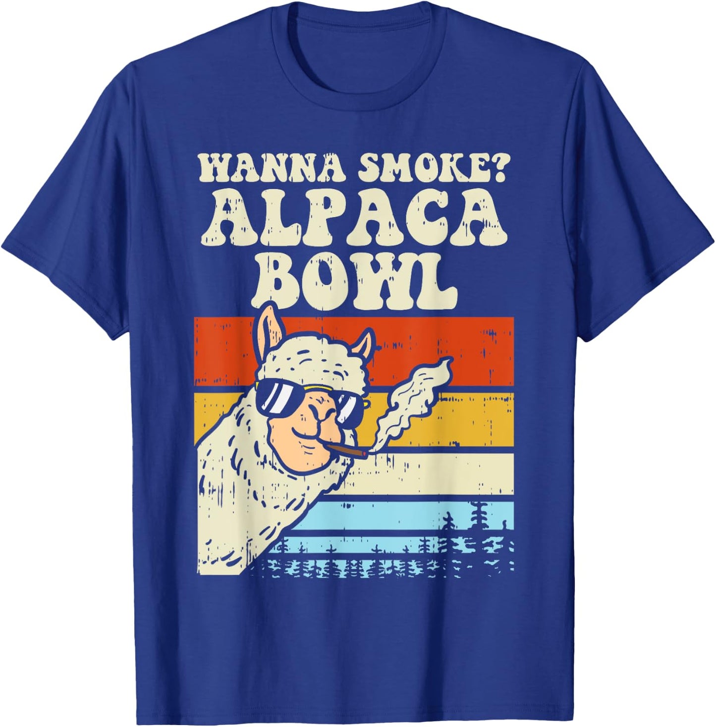 Wanna Smoke Alpaca Bowl Weed Funny Cannabis 420 Stoner Gift T-Shirt - T-Shirt | Royal