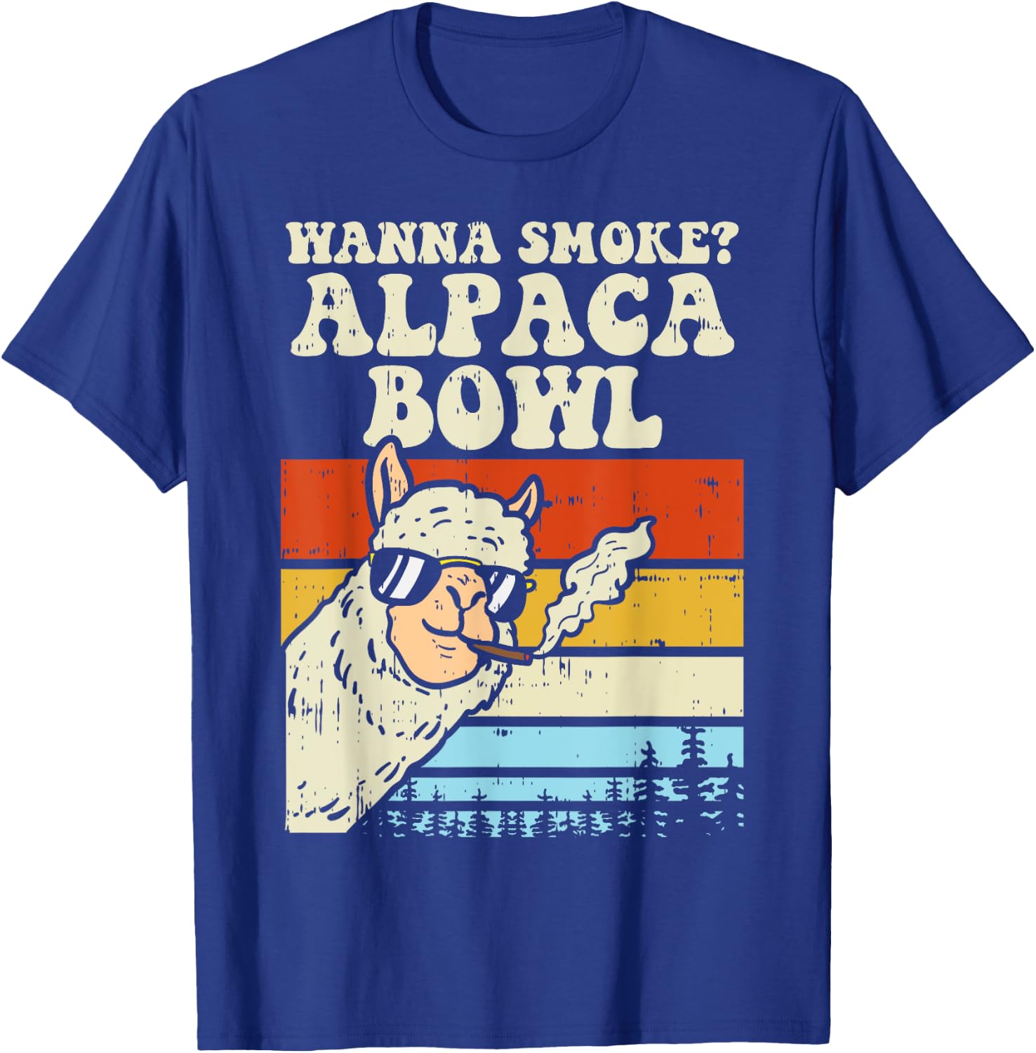 Wanna Smoke Alpaca Bowl Weed Funny Cannabis 420 Stoner Gift T-Shirt - T-Shirt | Royal