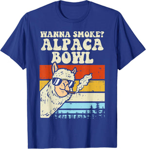 Wanna Smoke Alpaca Bowl Weed Funny Cannabis 420 Stoner Gift T-Shirt - T-Shirt | Royal