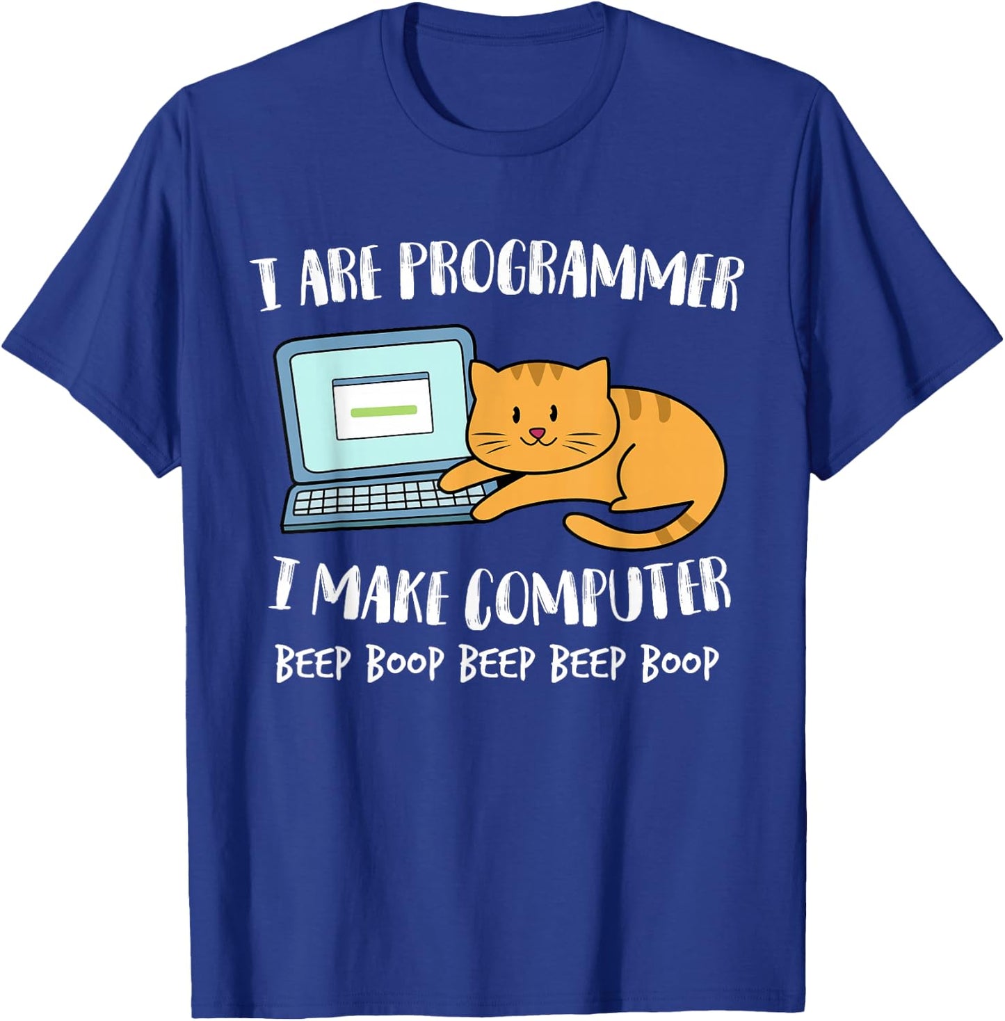 Funny I Are Programmer Programming Coding Nerd Cat Kitten T-Shirt - T-Shirt | Royal