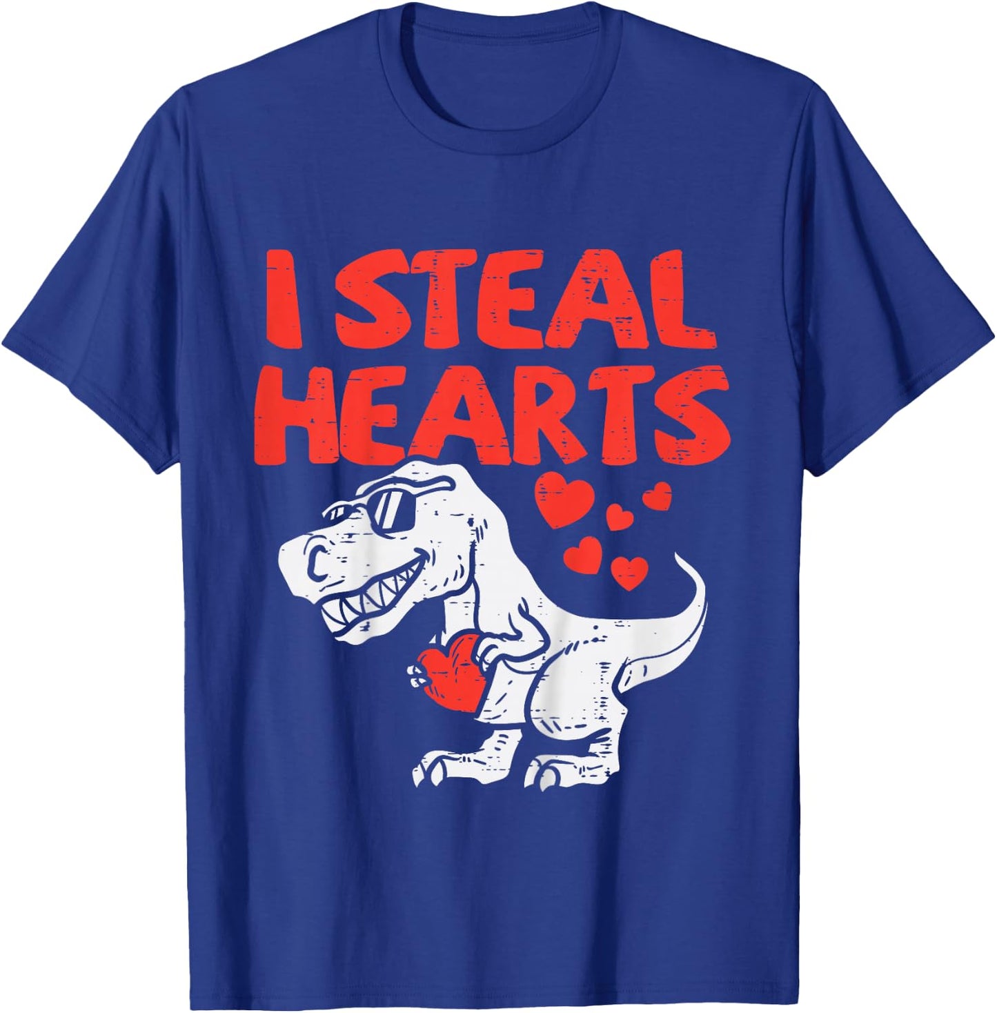 Kids I Steal Hearts Trex Dino Baby Boy Valentines Toddler Kids T-Shirt - T-Shirt | Royal