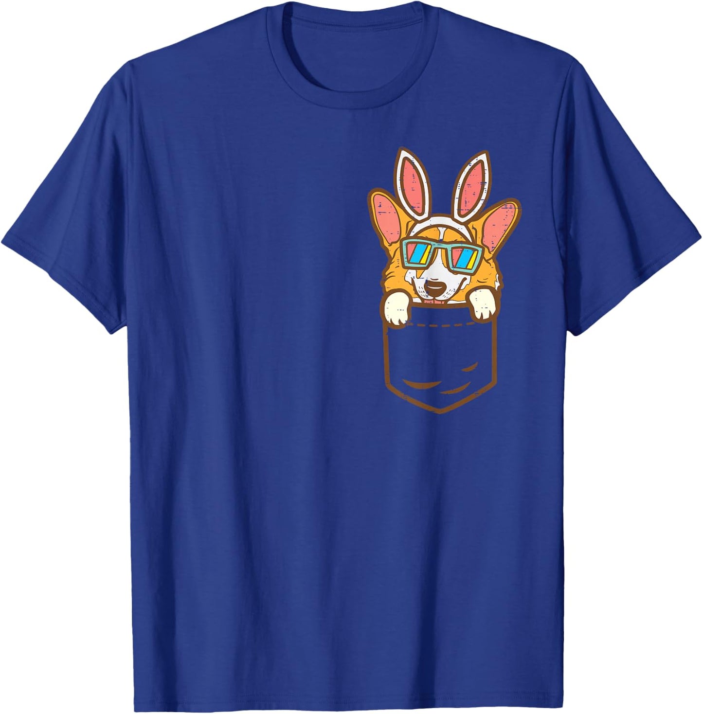 Welsh Corgi Bunny Pocket Cute Easter Dog Owner Men Women T-Shirt - T-Shirt | Royal