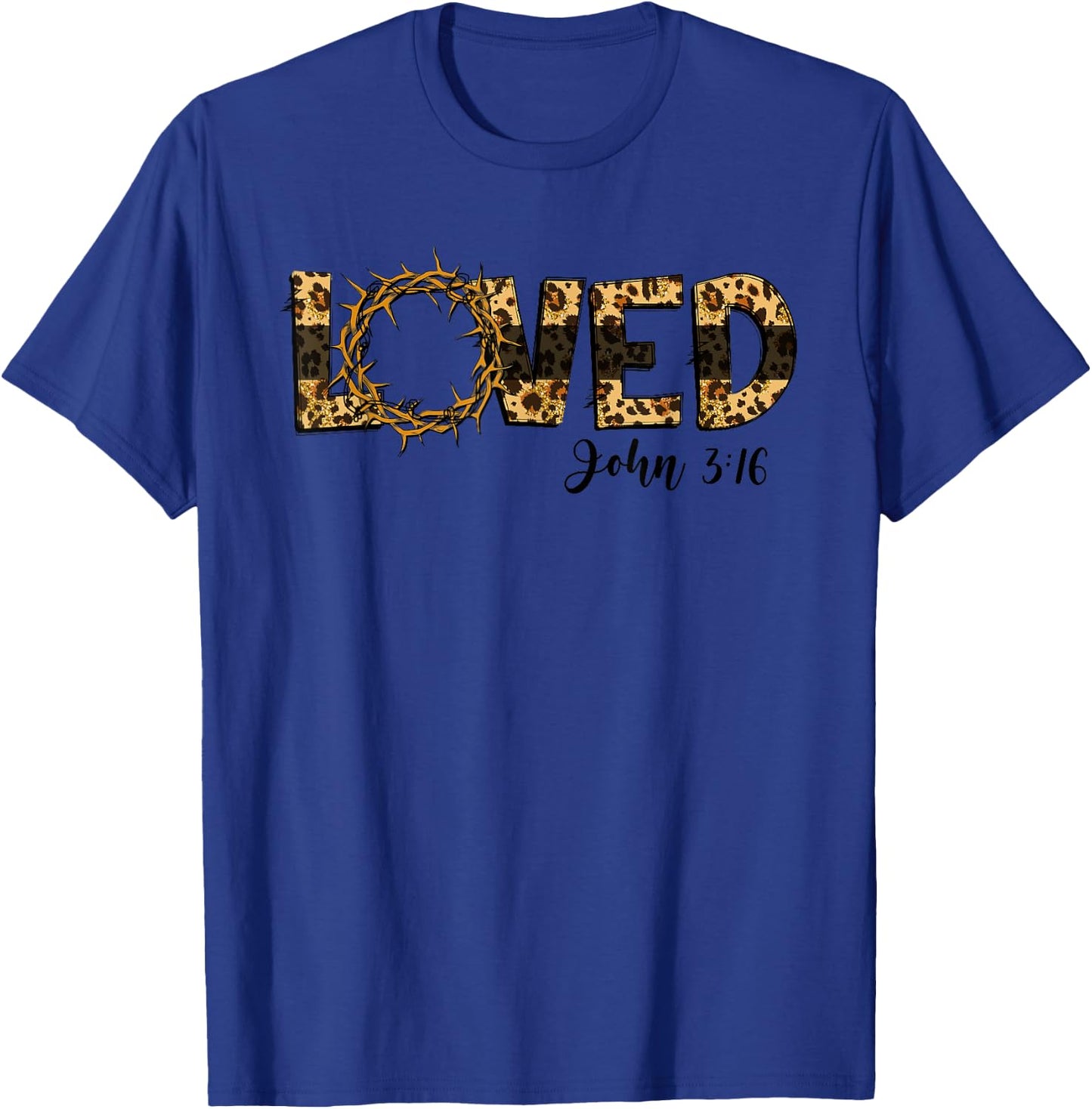 Loved John 3:16 Cheetah Leopard Print Jesus Christians T-Shirt - T-Shirt | Royal