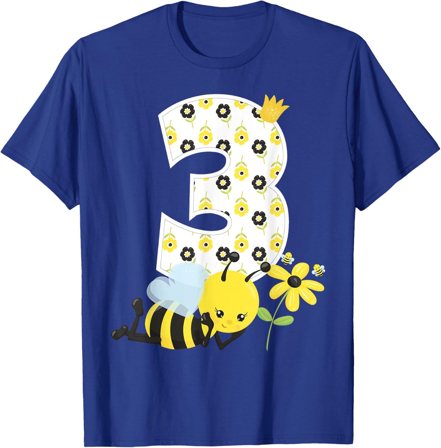 3rd Birthday Girl Bee Theme Bday 3 Year Old Matching Part T-Shirt - T-Shirt | Royal