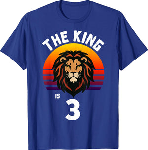 3rd Birthday Animal Lion The King Is 3 Year Old Funny B-Day T-Shirt - T-Shirt | Royal