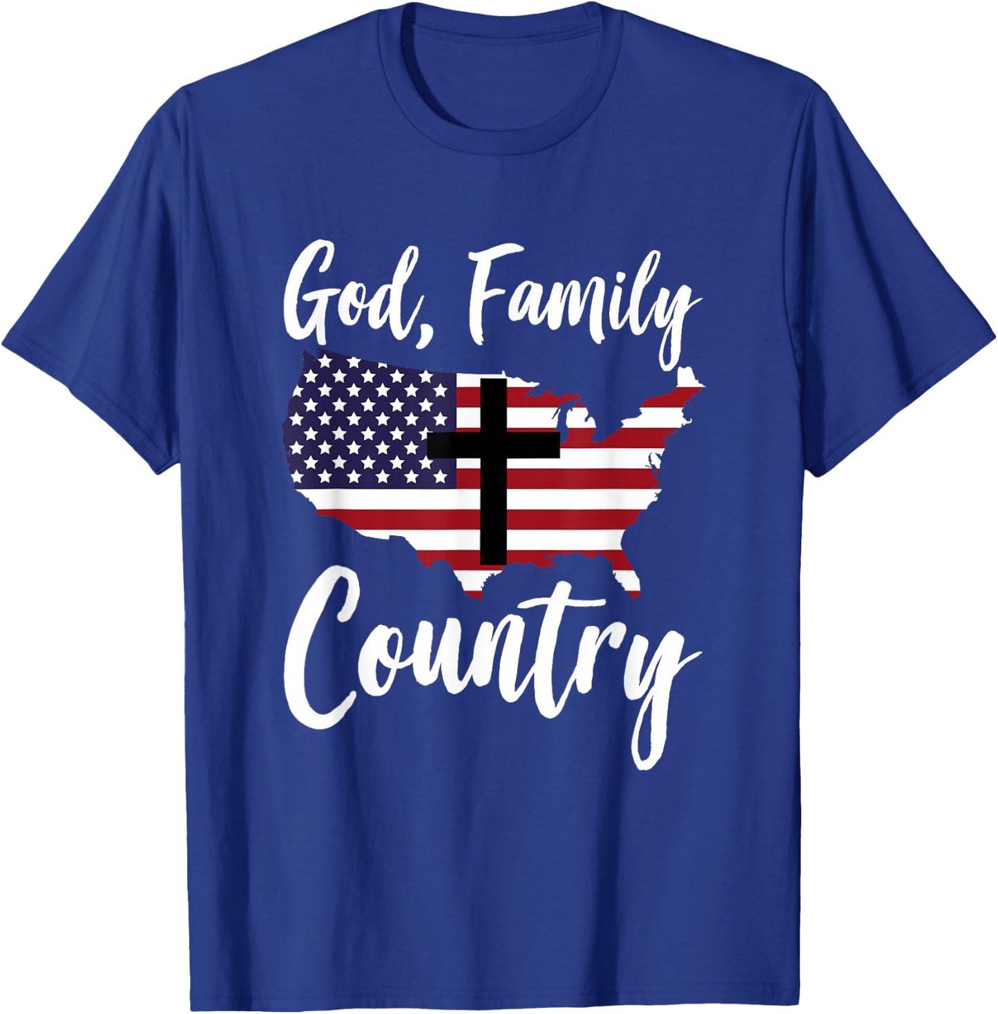 God Family Country Christian American Flag USA Map T-Shirt - T-Shirt | Royal
