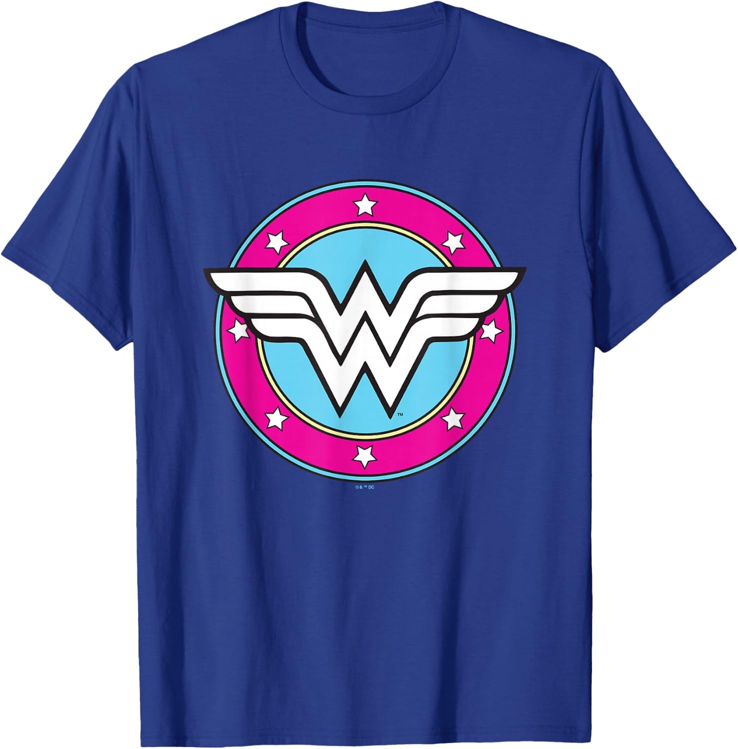 DC Comics Wonder Woman Classic Super Retro Pink Badge T-Shirt - T-Shirt | Royal