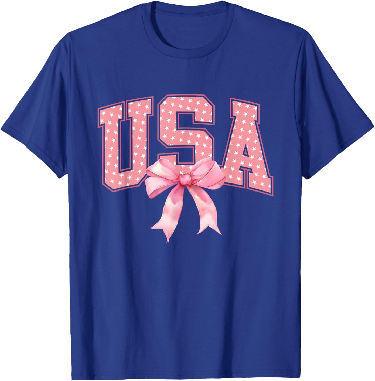 USA Pink US Flag Patriotic 4th of July America Women Girls T-Shirt - T-Shirt | Royal