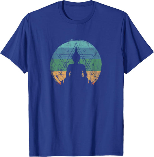 Retro Buddha Buddhist Yoga Spiritual Meditation Zen T-Shirt - T-Shirt | Royal