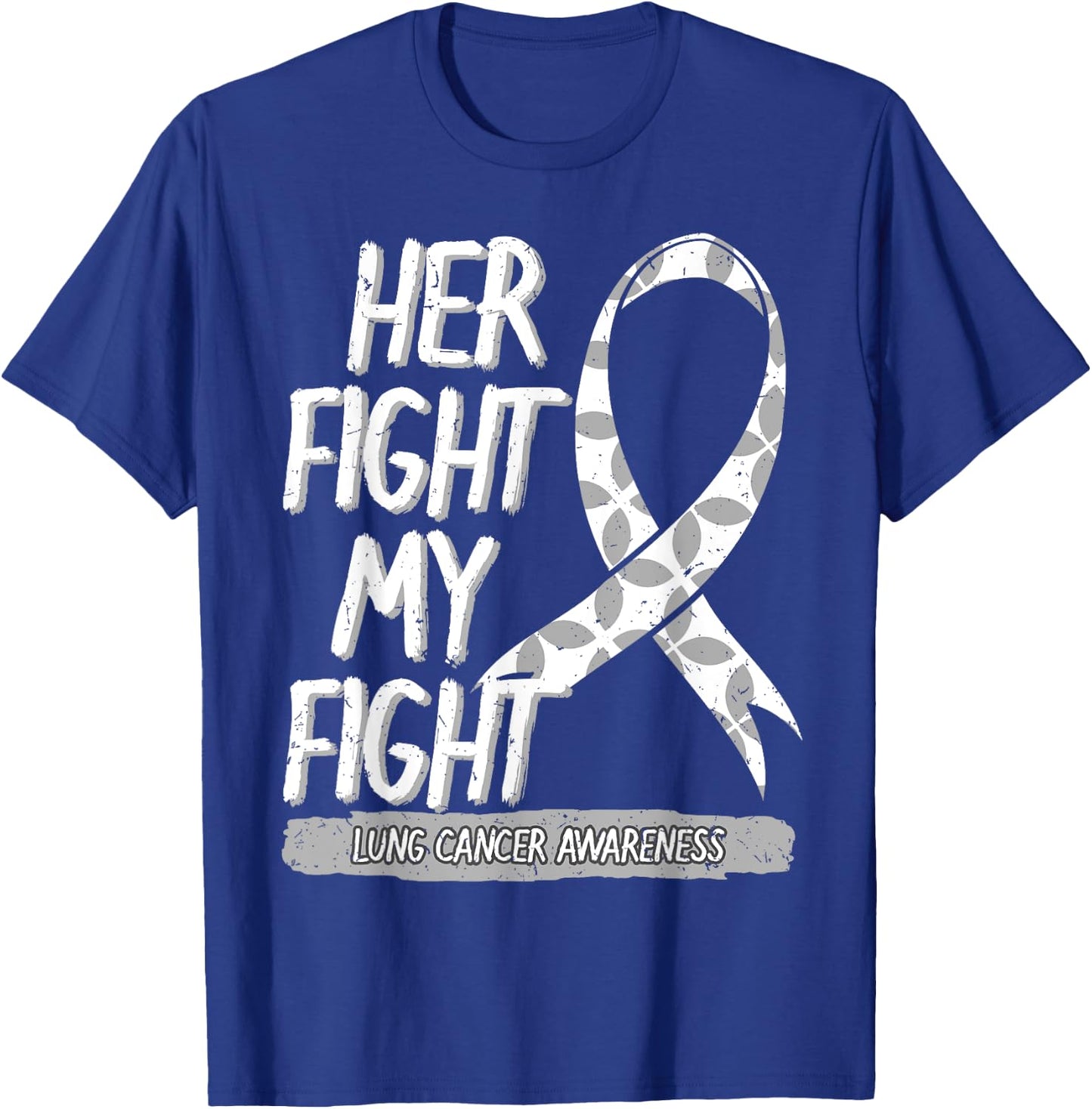 Lung Cancer Awareness White Ribbon Carcinoma Patient Gift T-Shirt - T-Shirt | Royal
