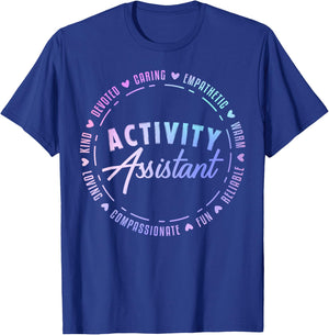 Activity Assistant Appreciation Designs -Adults , Black, Small, Short Sleeve T-Shirt - T-Shirt | Royal