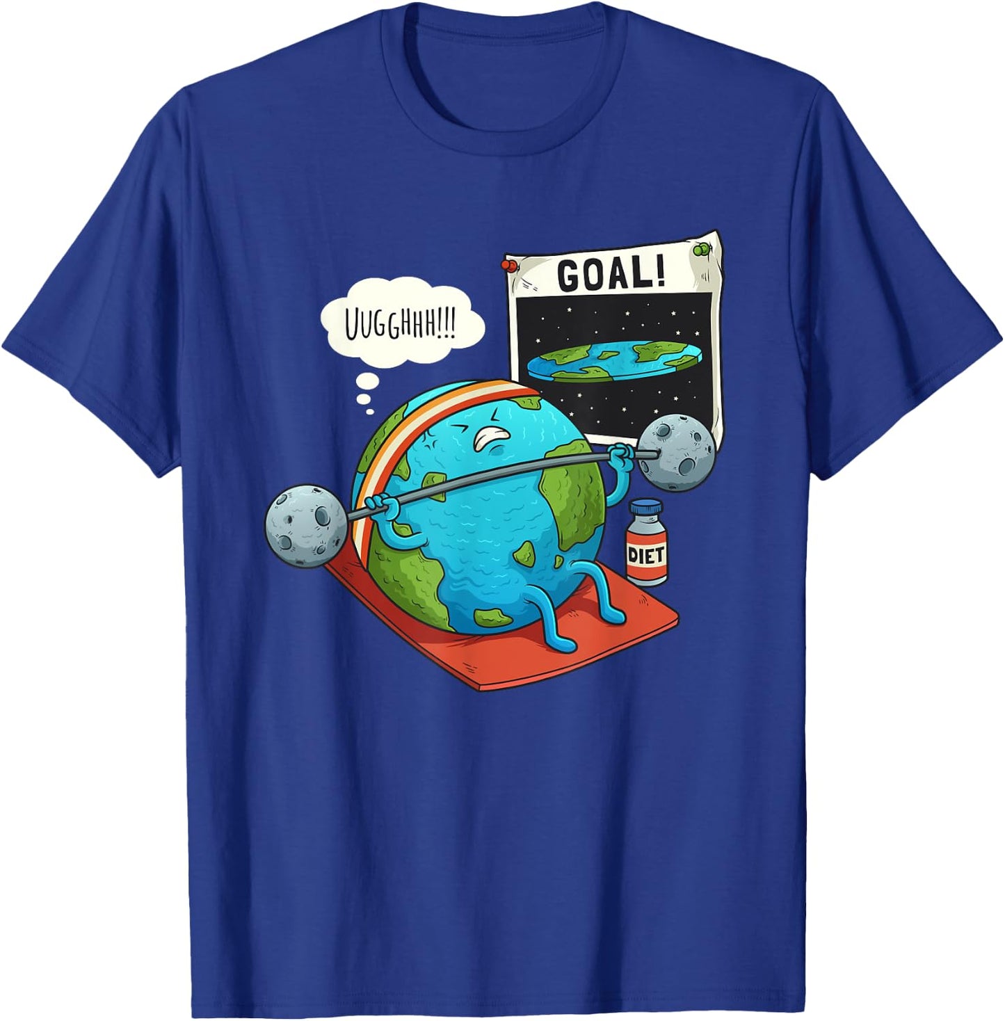 Funny Flat Earth Fitness Target Gym Workout Training Meme T-Shirt - T-Shirt | Royal