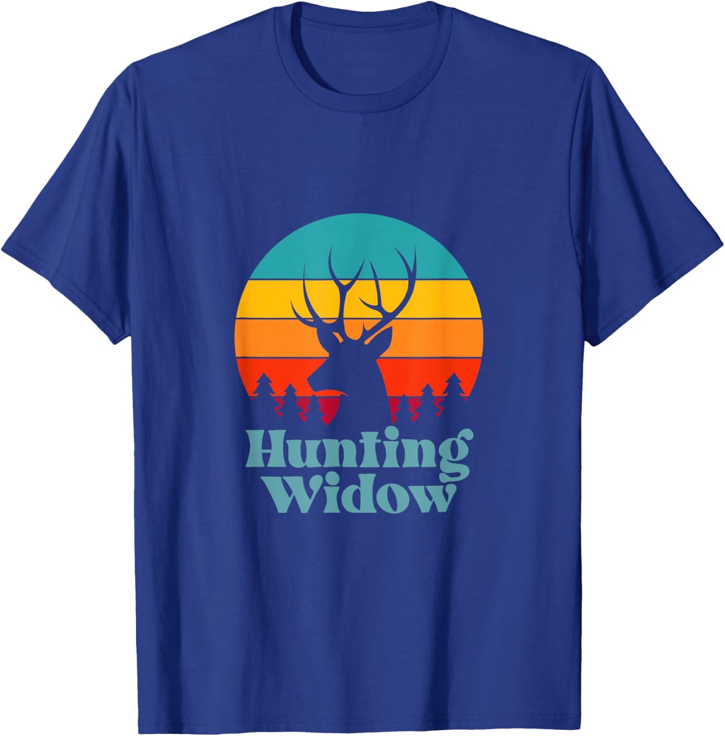 Retro Hunting Widow Deer Sunset Design T-Shirt - T-Shirt | Royal