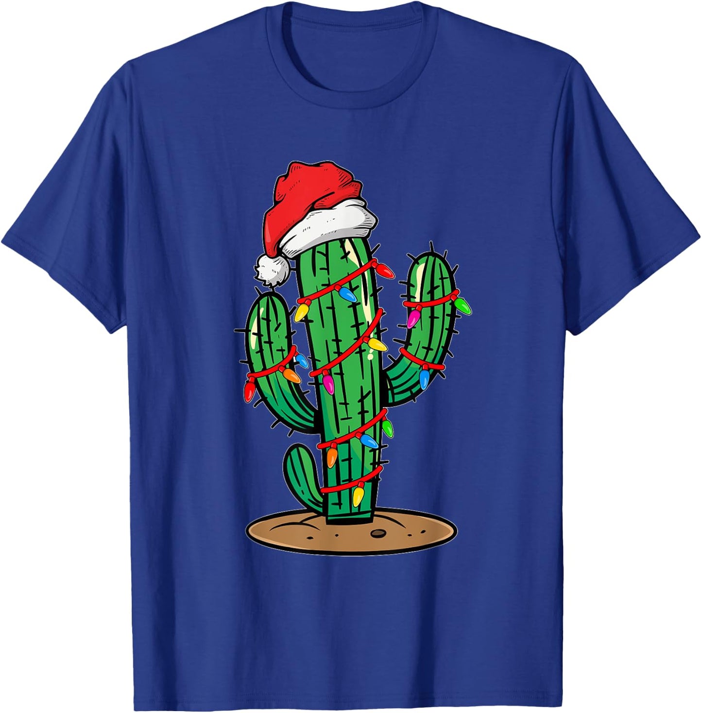 Christmas Lights Cactus Lover Funny Xmas Gift T-Shirt - T-Shirt | Royal