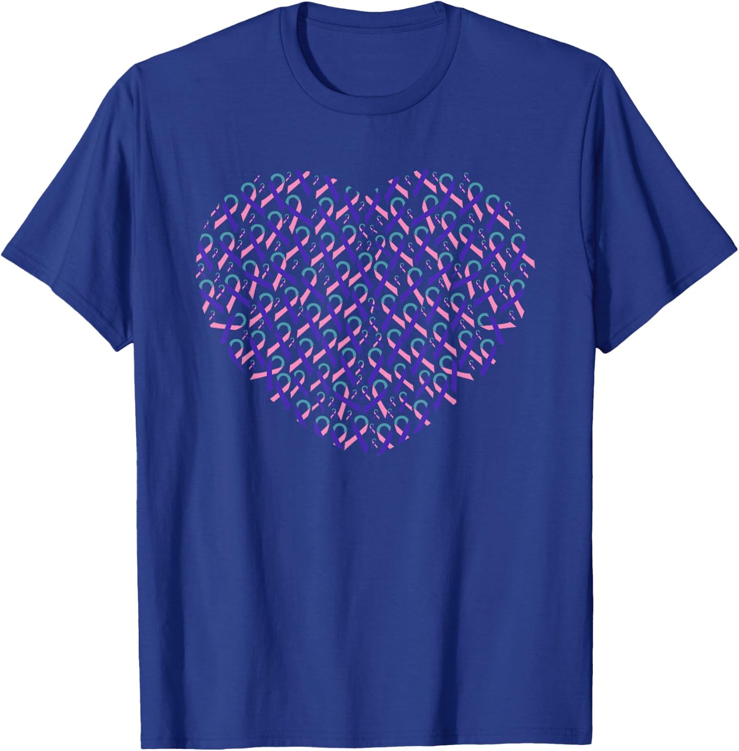Thyroid Cancer Awareness Teal Ribbon Heart Gift Support Figh T-Shirt - T-Shirt | Royal