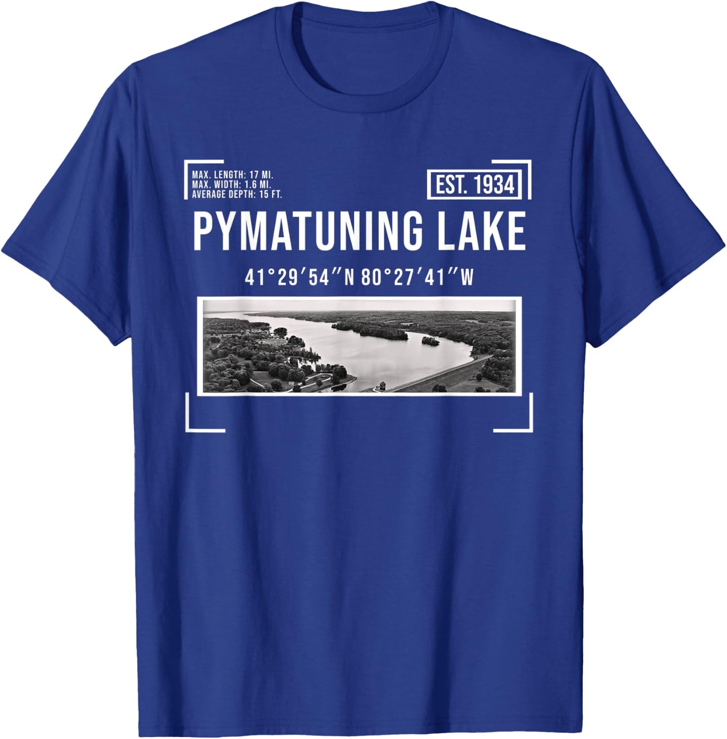 Pymatuning Lake Reservoir Black and White Photography OH PA T-Shirt - T-Shirt | Royal