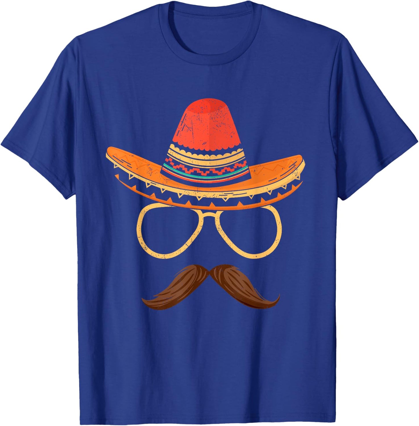 Sombrero Face Cinco De Mayo Mexican Fiesta Party Men Boy Dad T-Shirt - T-Shirt | Royal