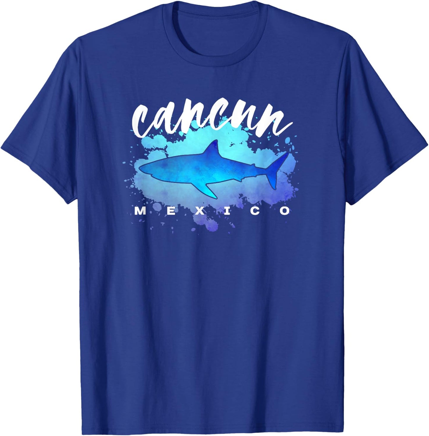 Cancun Mexico Beach Dive Spring Break Vacation Shark Graphic T-Shirt - T-Shirt | Royal