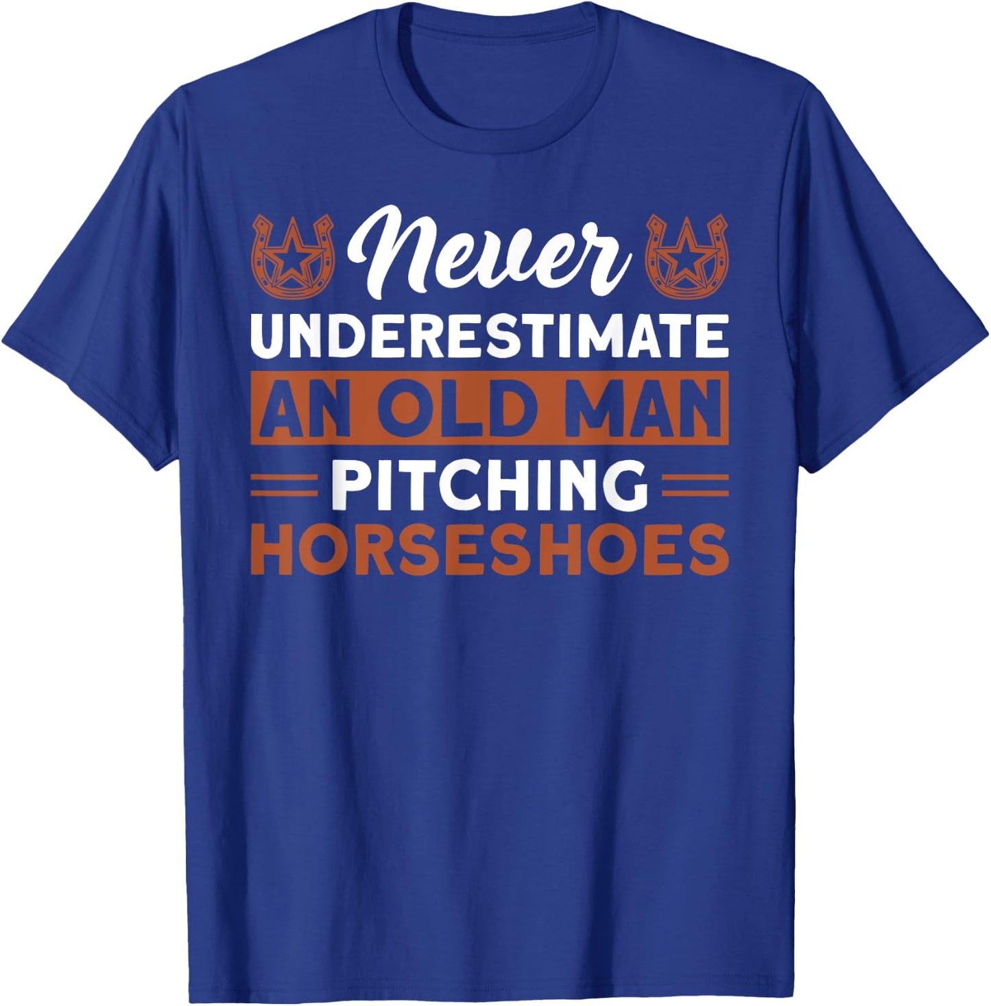 Horseshoe pitching old man horseshoe throwing design T-Shirt - T-Shirt | Royal