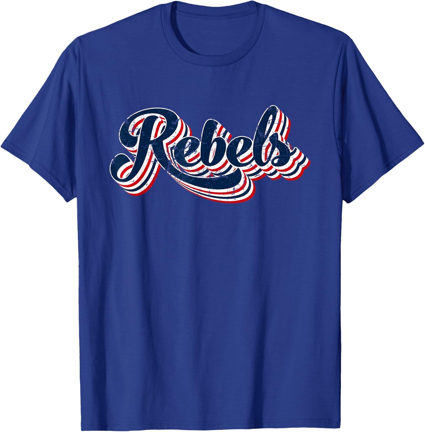 Rebels Patriotic USA America Proud 4th of July Retro Graphic T-Shirt - T-Shirt | Royal