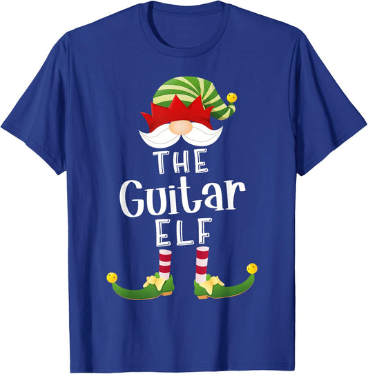 Guitar Elf Group Christmas Funny Pajama Party T-Shirt - T-Shirt | Royal