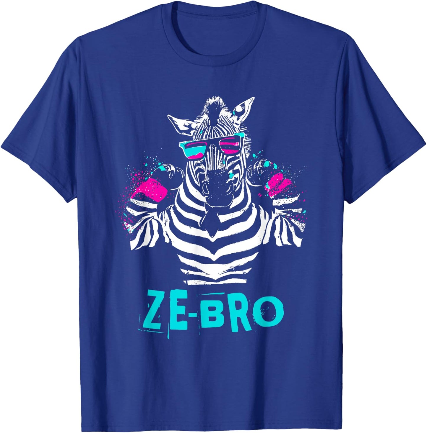 Ze-Bro - Retro Zebra Bro Flex Animal Word Pun Lover T-Shirt - T-Shirt | Royal
