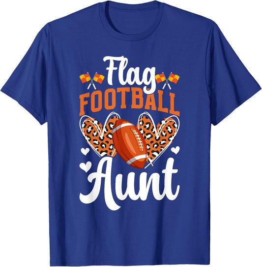 Flag Football Aunt Of A Flag Football Player Auntie T-Shirt - T-Shirt | Royal