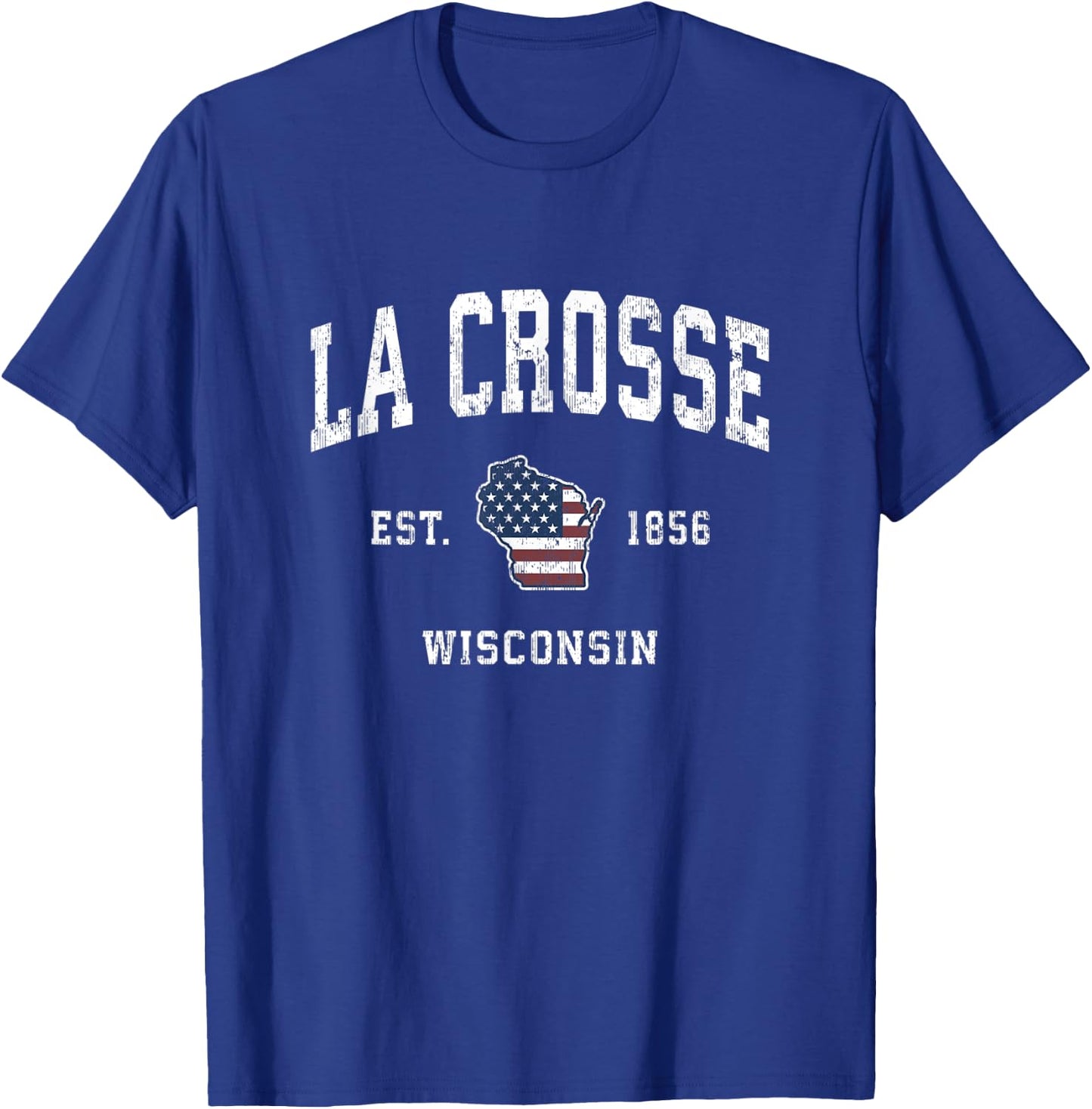 La Crosse Wisconsin WI Vintage American Flag Sports Design Women Kids Men T-Shirt - T-Shirt | Royal