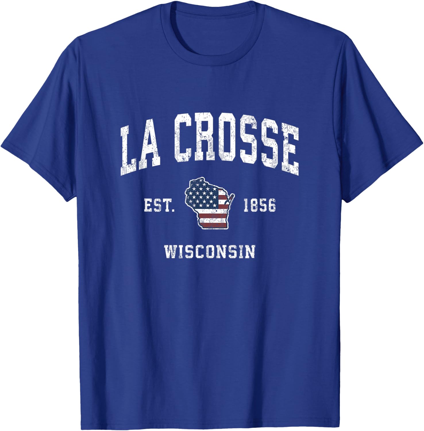 La Crosse Wisconsin WI Vintage American Flag Sports Design Women Kids Men T-Shirt - T-Shirt | Royal