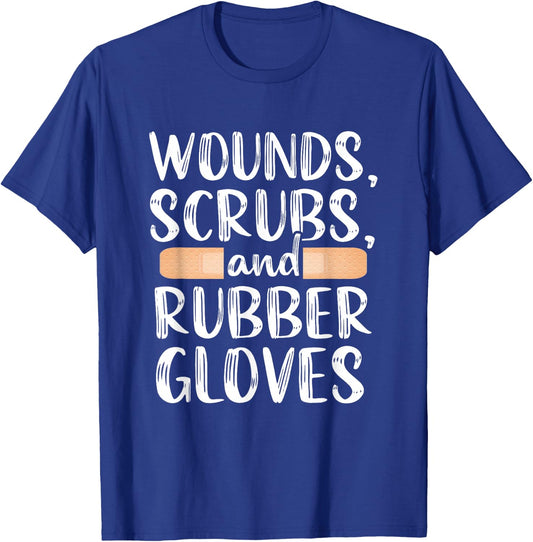 Scrubs Gloves Wound Care Nurse Nursing Medical T-Shirt - T-Shirt | Royal
