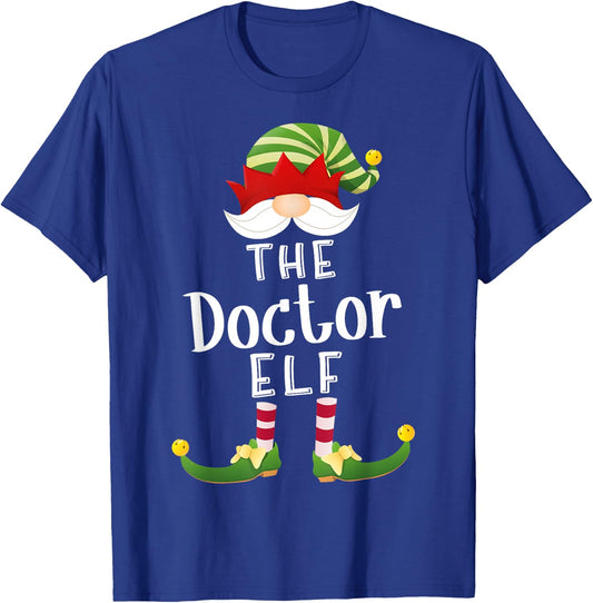 Doctor Elf Group Christmas Funny Pajama Party T-Shirt - T-Shirt | Royal