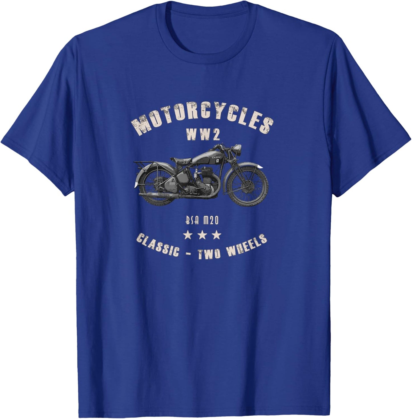 BSA M20 Classic Motorcycle WW2 T-Shirt - T-Shirt | Royal