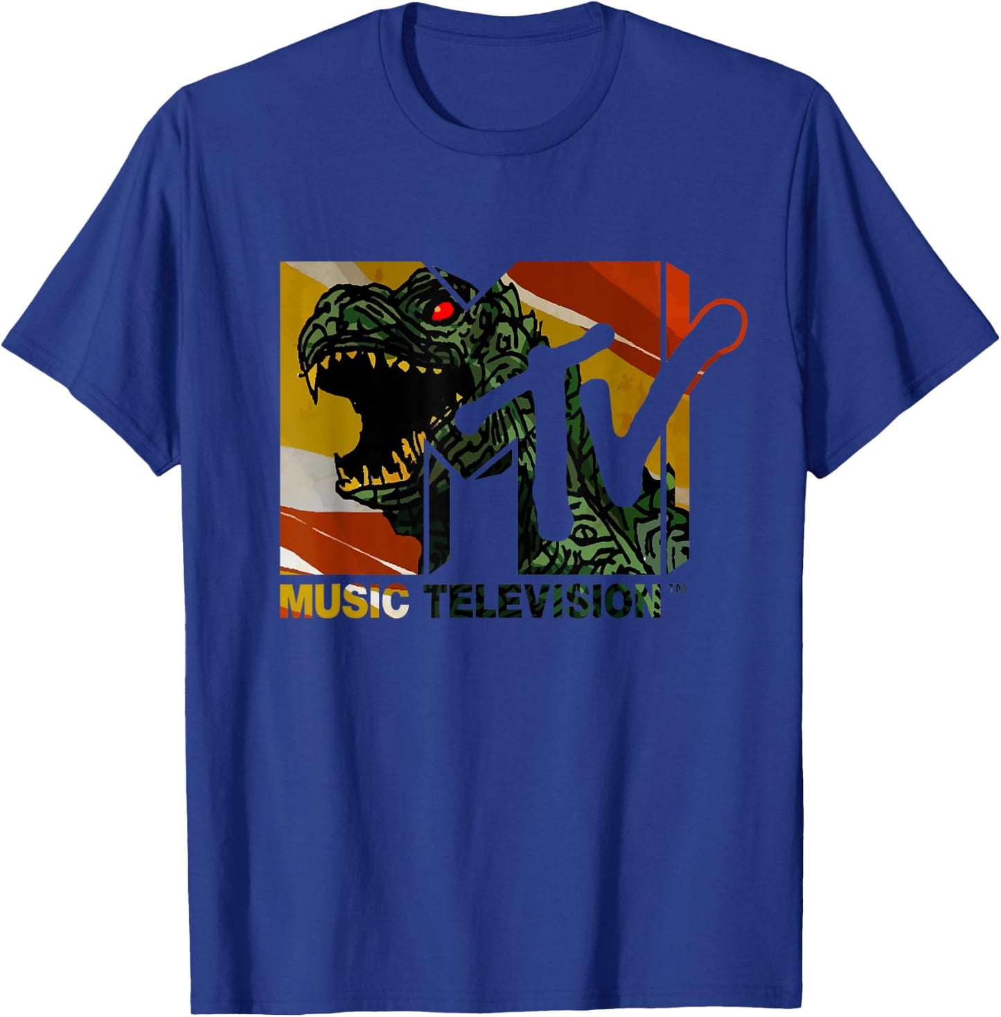 Mademark x MTV - MTV Logo Monster will Eat You Vintage Graphic Men & Women T-Shirt - T-Shirt | Royal